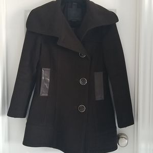 Mackage wool and cashmere and leather trim coat